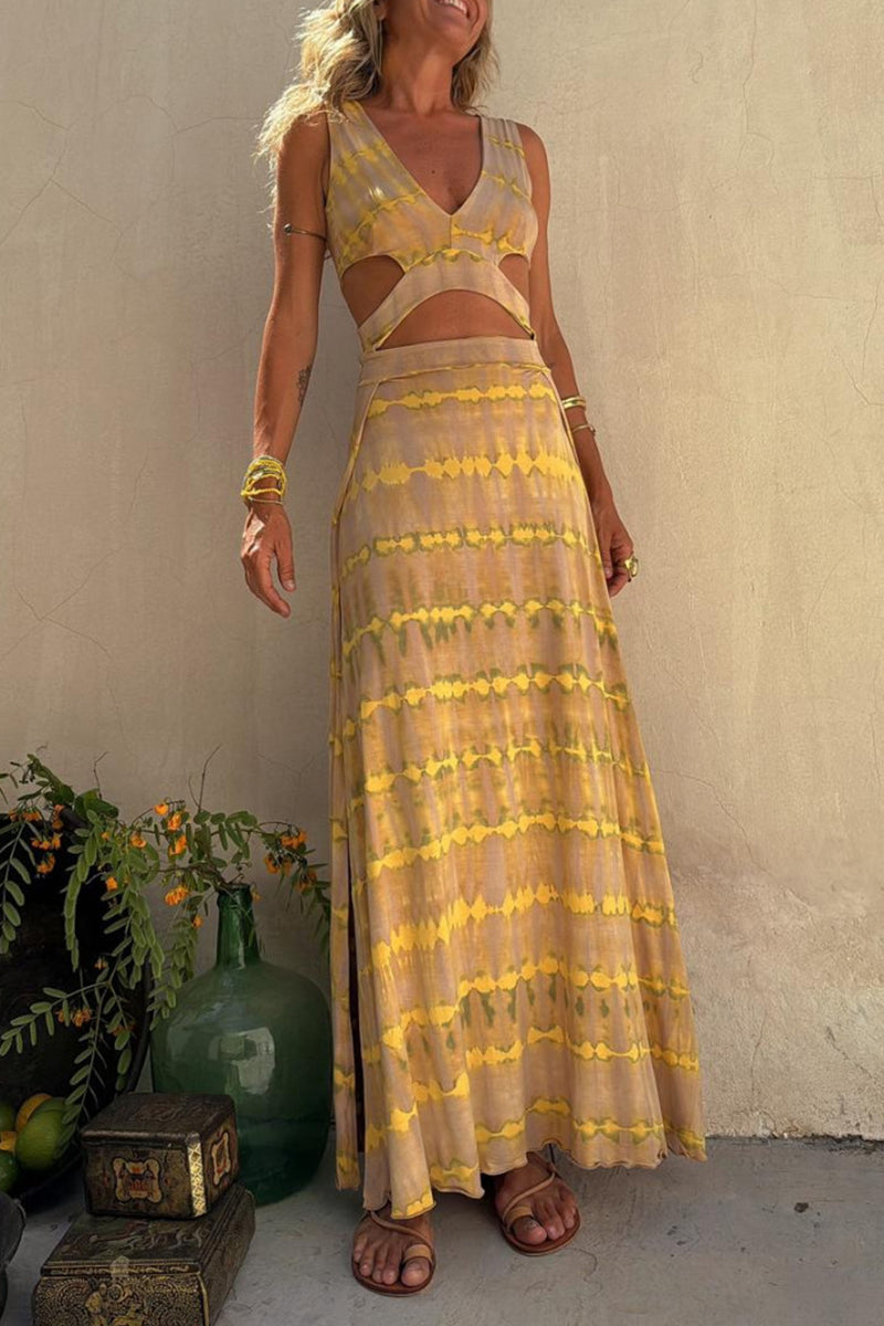 Dixie | Sukienka Maxi Chic z Wycięciami
