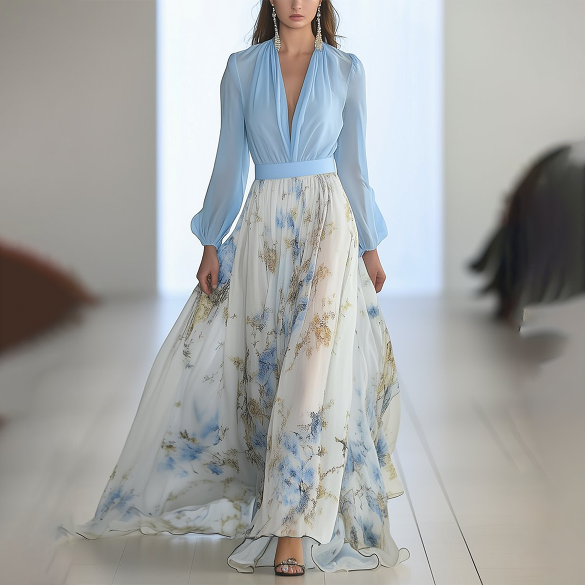 Fiorella | Elegancka Sukienka Maxi z Kwiatowym Wzorem