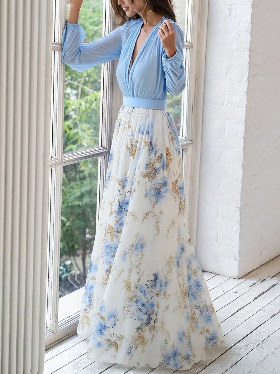 Fiorella | Elegancka Sukienka Maxi z Kwiatowym Wzorem