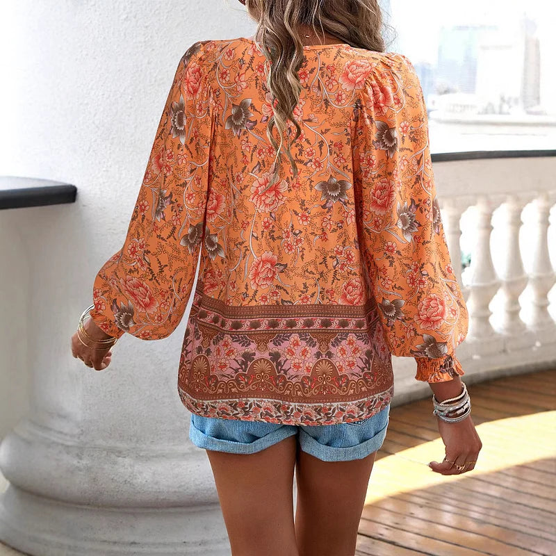 Sallie™ | Top Boho w Stylu Fluide z Kwiatowym Wzorem