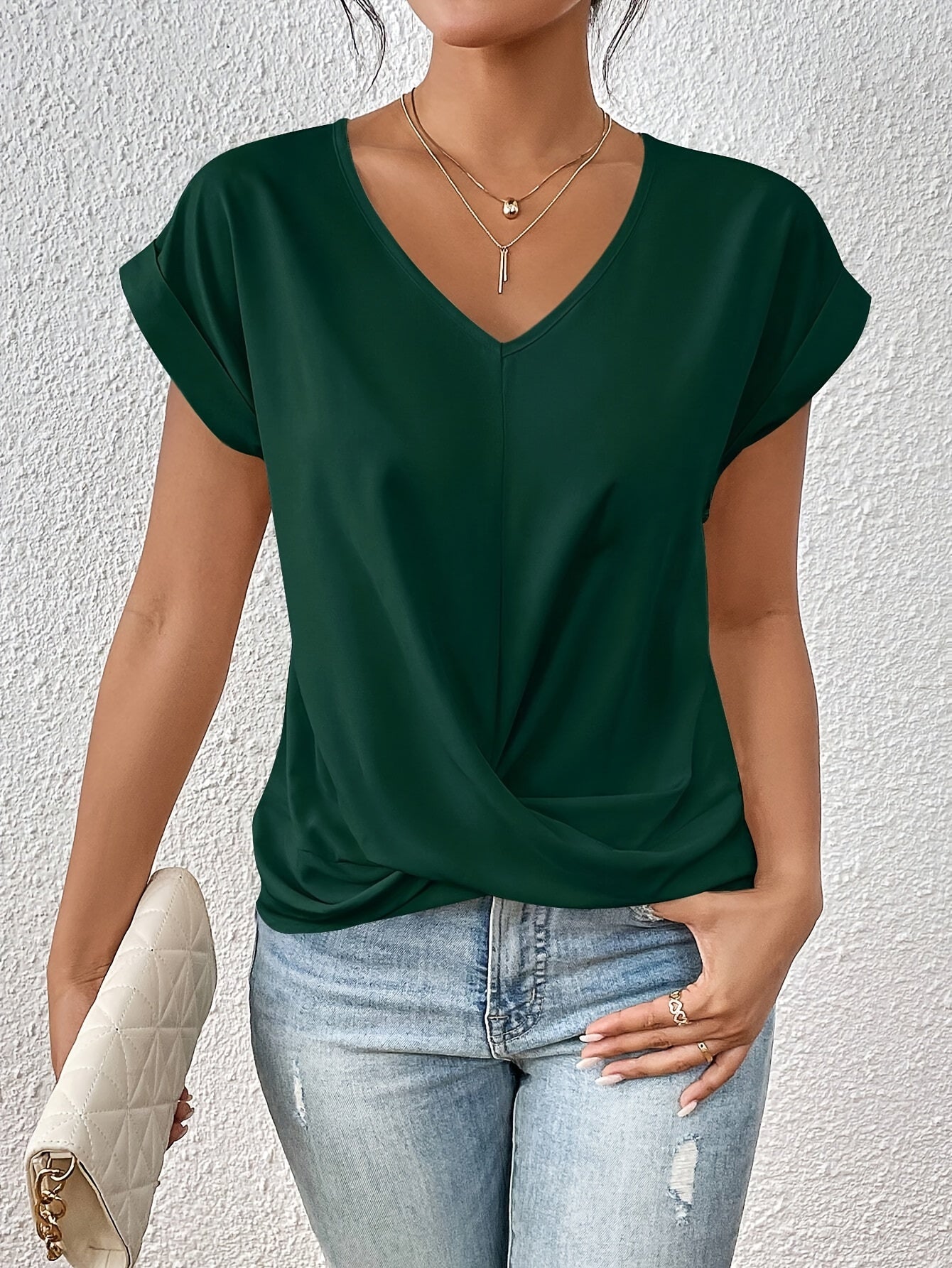 Cleo | Casual T-shirt z dekoltem w kształcie V